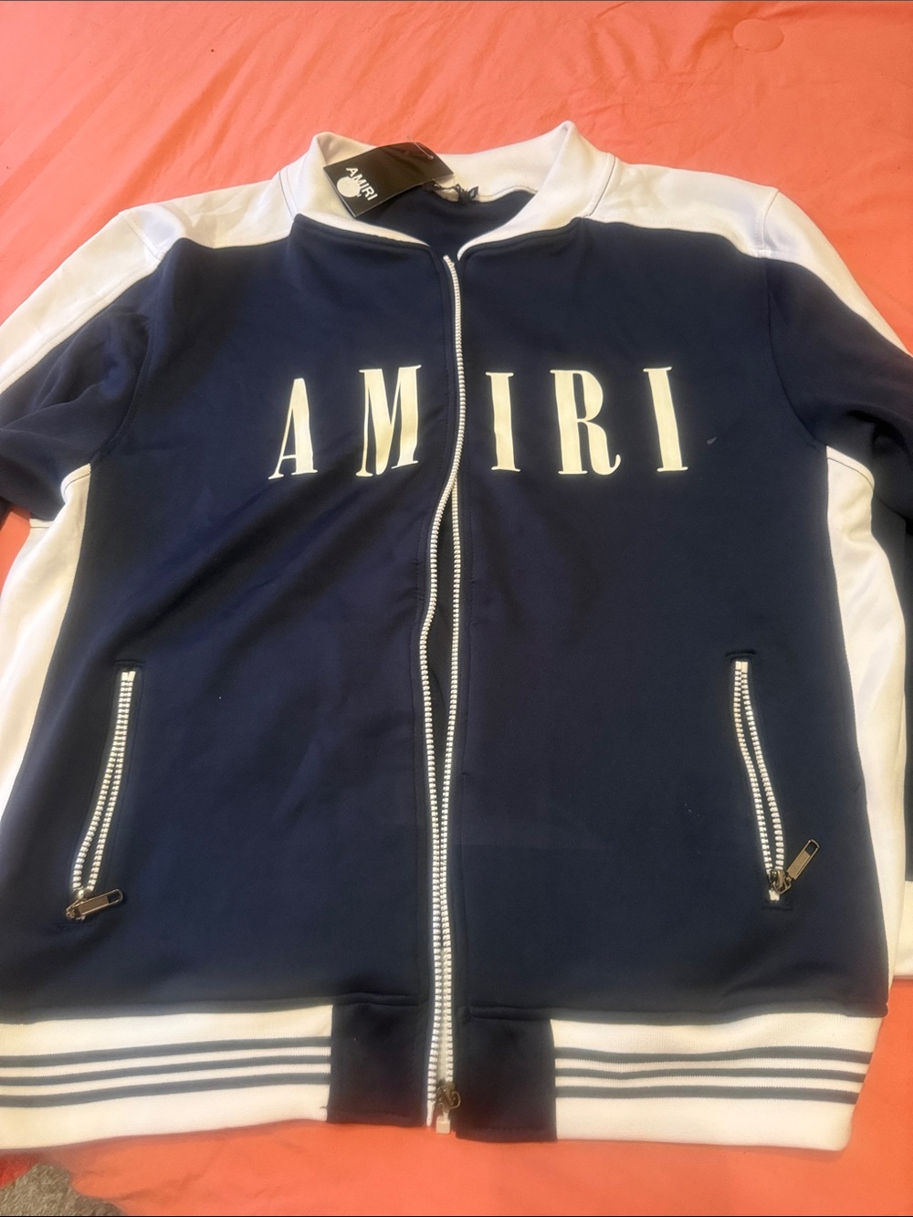 AMIRI Navy & White Track Zip Jacket